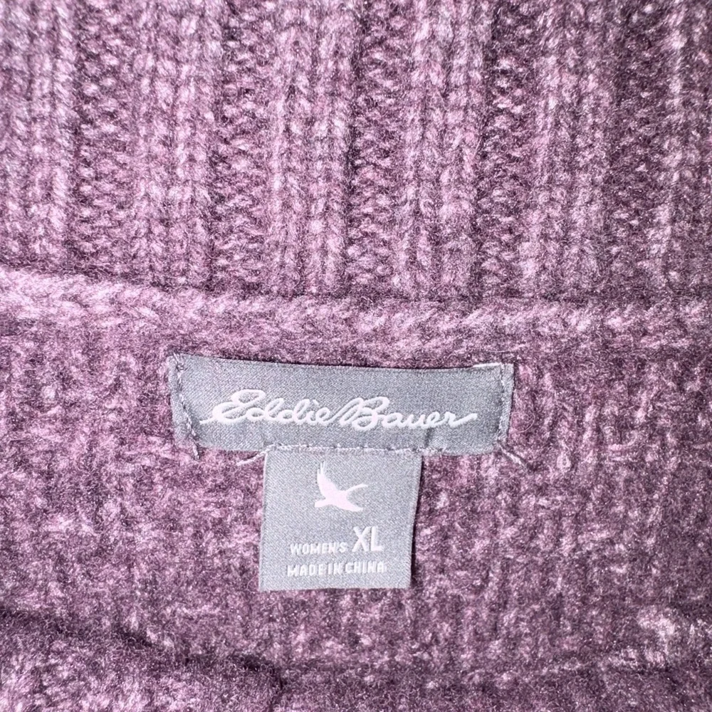 Eddie Bauer Plum Cable Knit Turtleneck Sweater - Picture 3 of 4